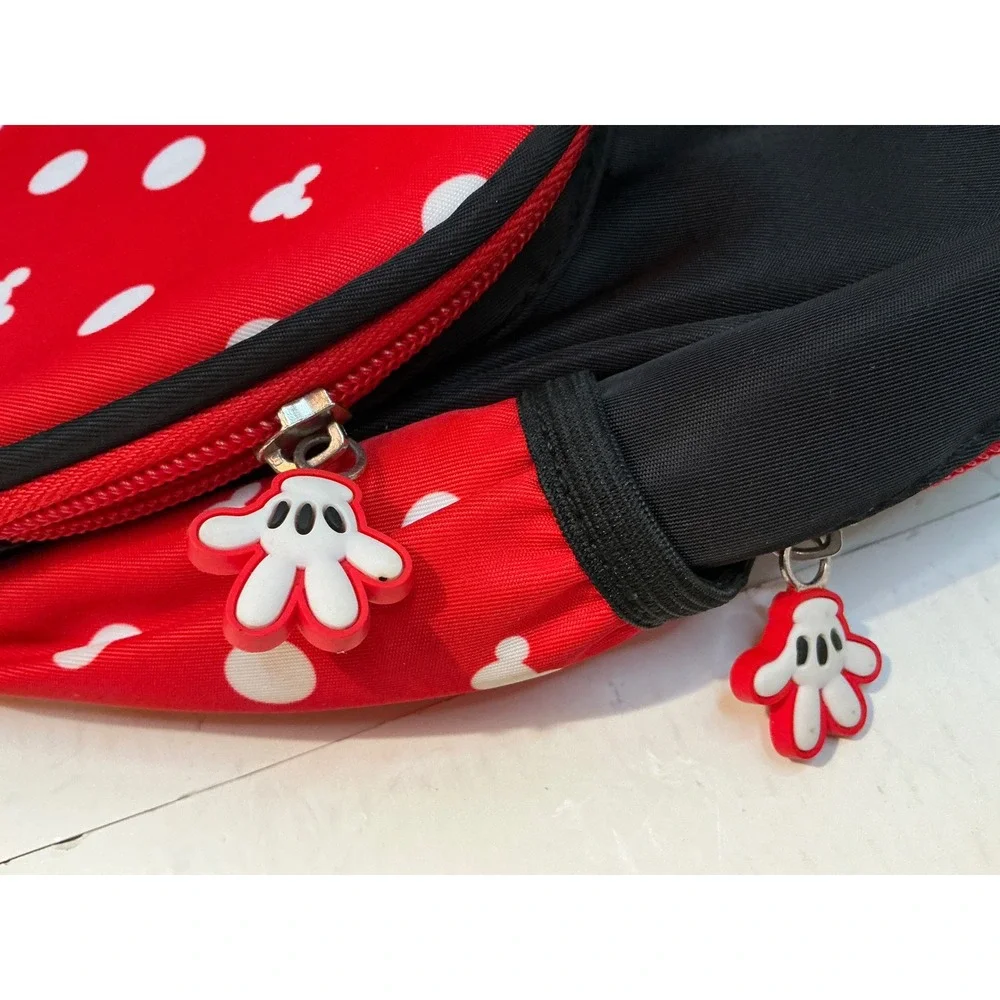 Minnie Mouse Style Mini Backpack Polka Dot Bow Ears Red Black Small Travel Bag